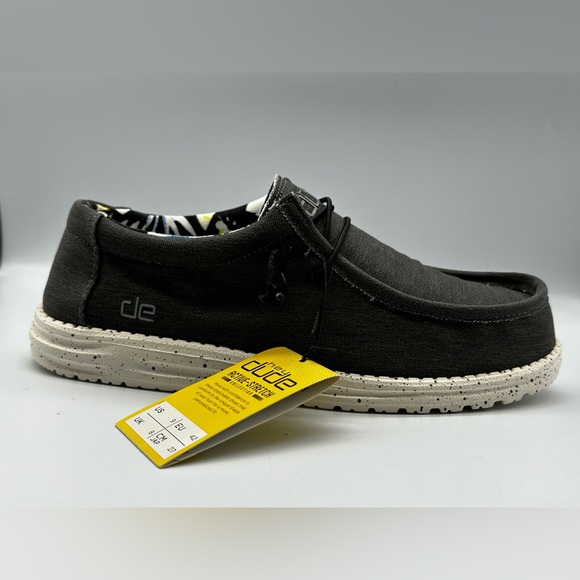 HEY DUDE Men Wally Stretch Black Size 9 lace up loafers men - Picture 2 of 16